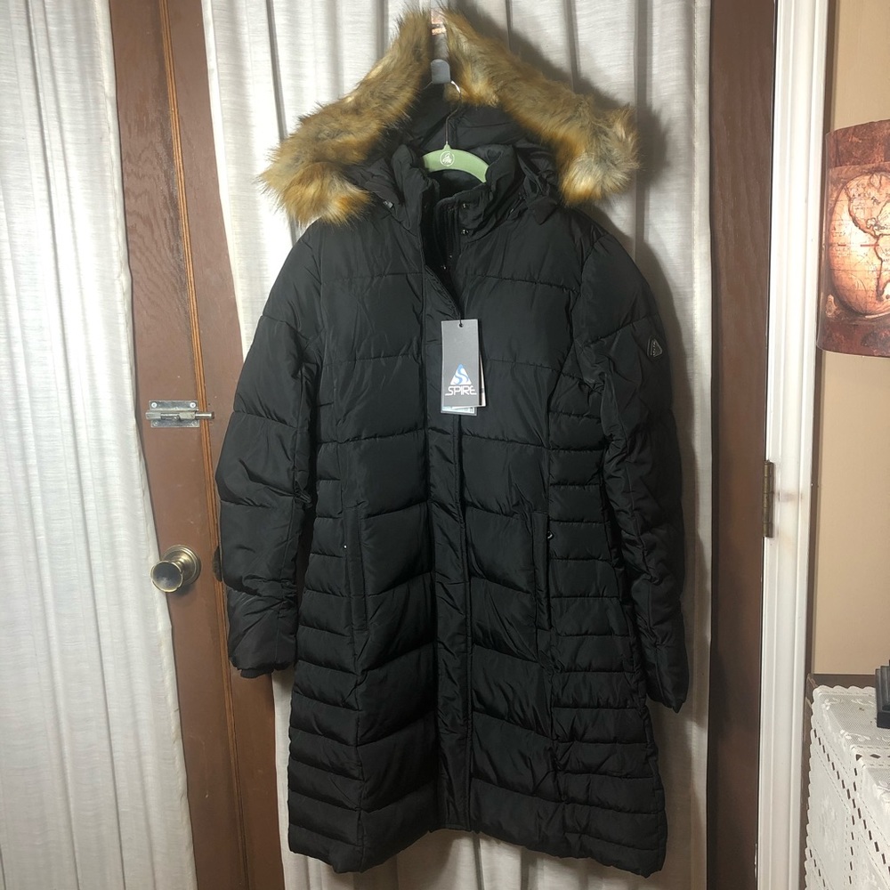 Spire by Galaxy Heavyweight Parka Jacket Black- Sm